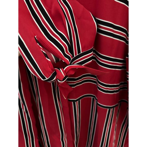 Eloquii Plus Striped Long Tie Cuff Sleeve Stripe Dress Red Black Size 22 - Picture 8 of 9